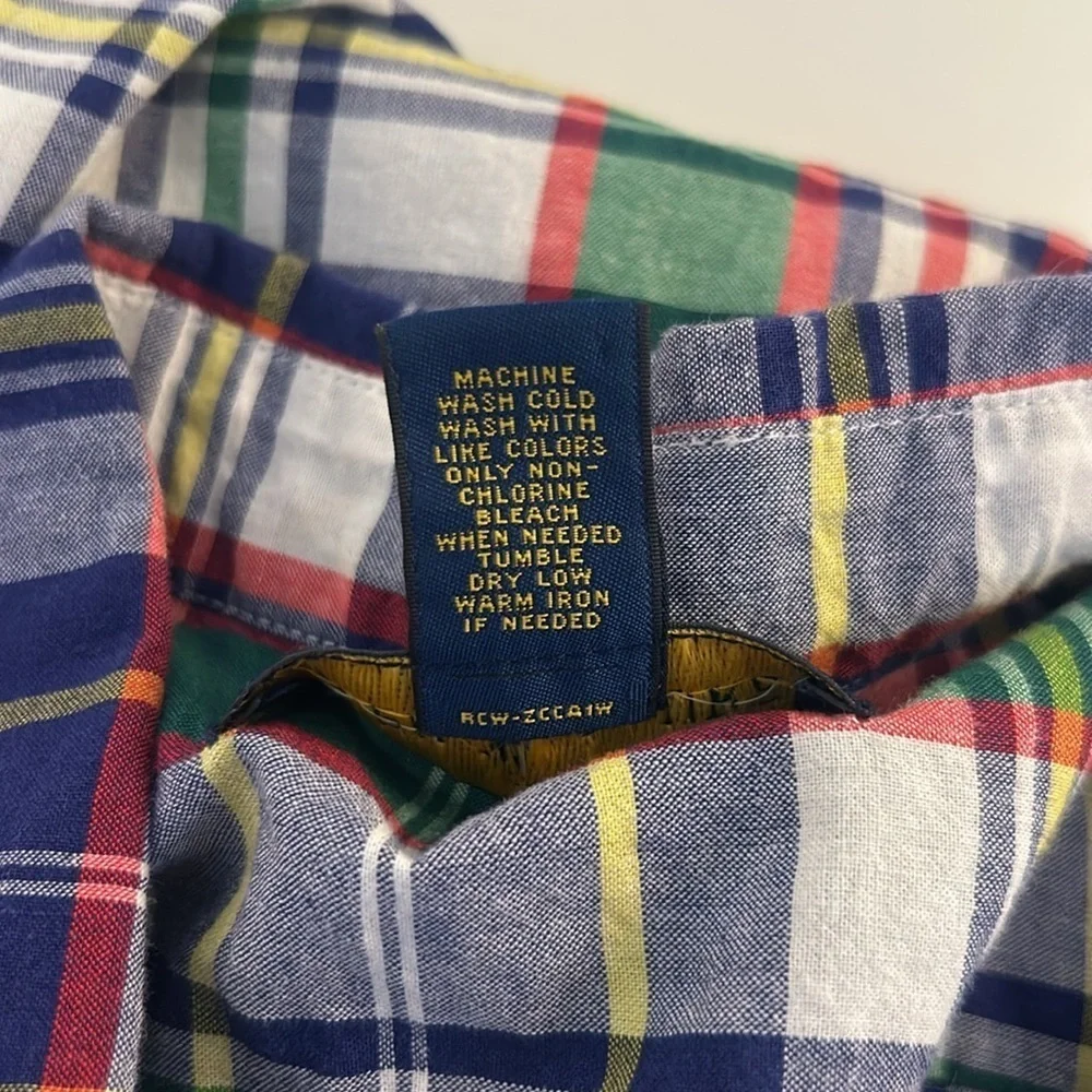 Ralph Lauren Boys Plaid Classic Short Sleeve Button Down Shirt Size Medium 10/12